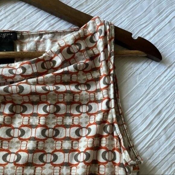 Ann Taylor Shirt Women's Medium Sleeveless Orange/Brown Print - Picture 4 of 9